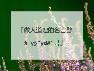 做人道理的名言警句有哪些